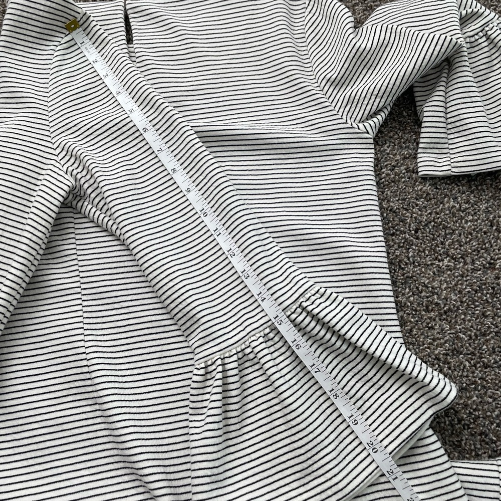 J. Crew Gray Sheath Dress with Bell Sleeves Medium size black and white cotton - Picture 14 of 15